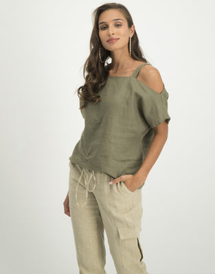 Florence Cold Shoulder Top | Army