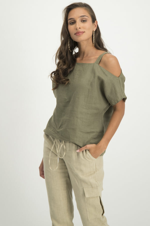 Florence Cold Shoulder Top | Army
