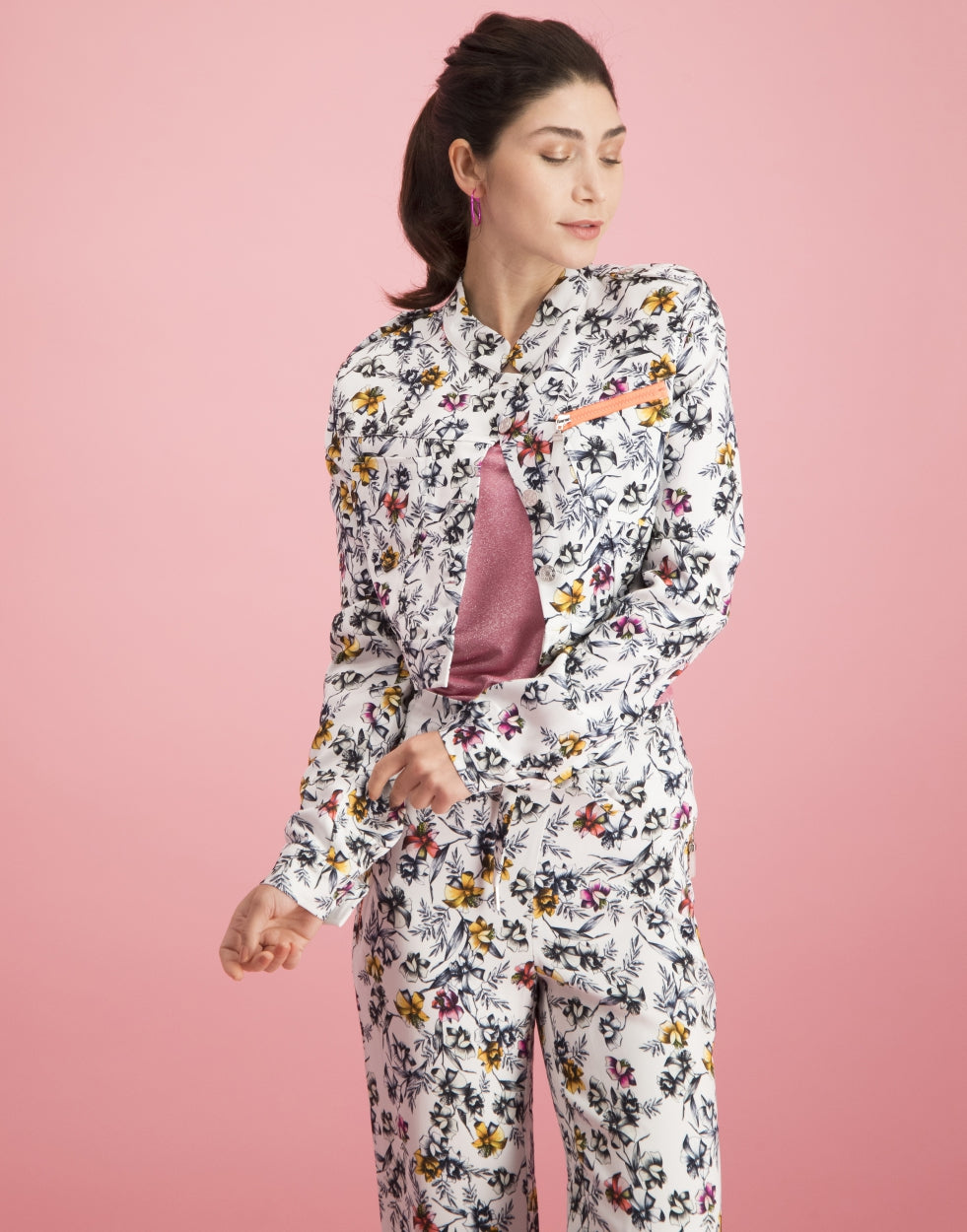 Joan Cropped Jacket Bloom | White