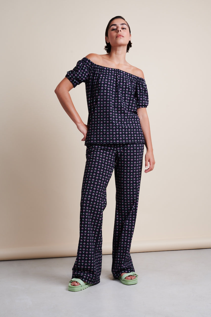 Carola Pants Technical Jersey | Black Purple