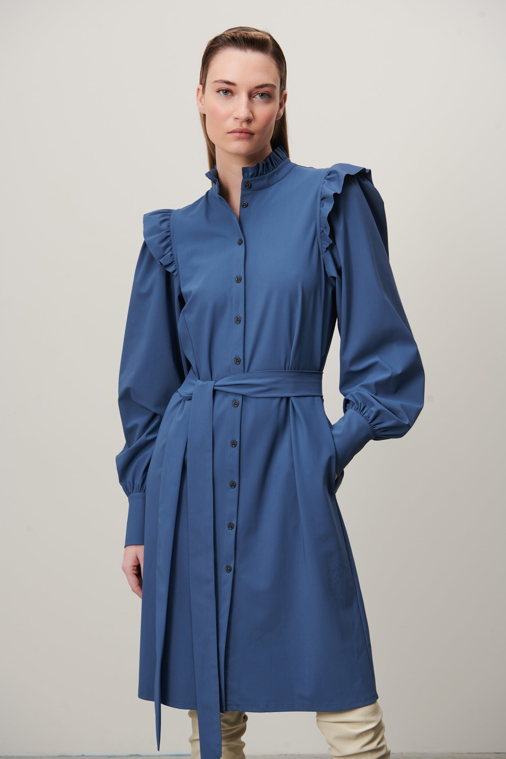 Kamelia Dress Technical Jersey | Mid Blue