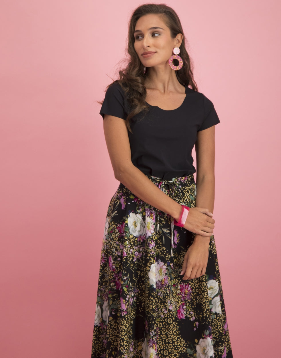 Maddy Skirt Leopard and Rose | Black