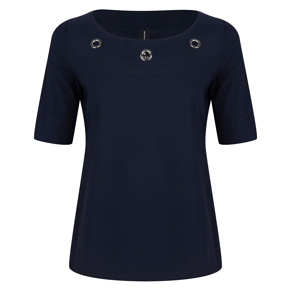 Lea Eyelet Top | Blue