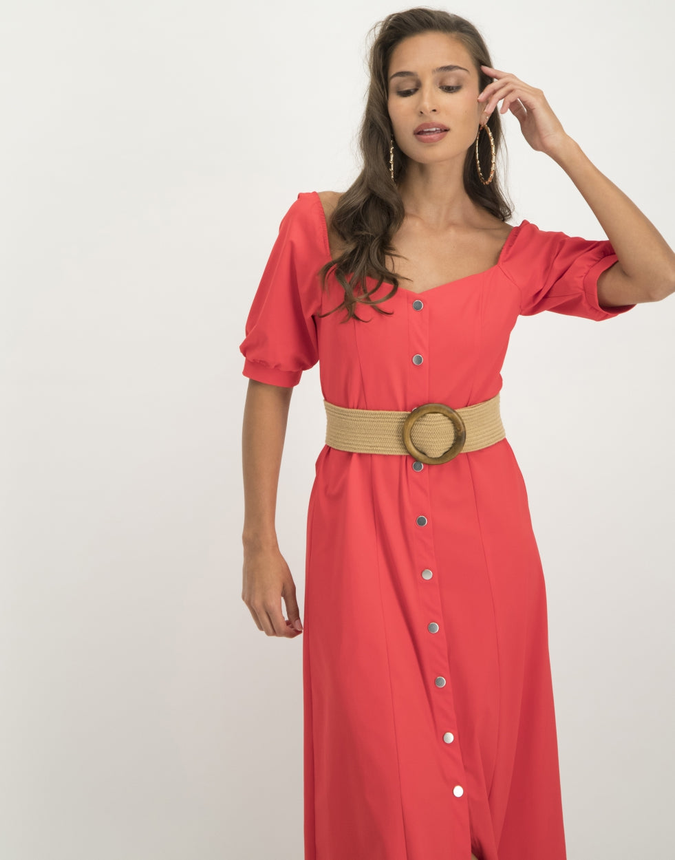 Sara Midi Dress | Red