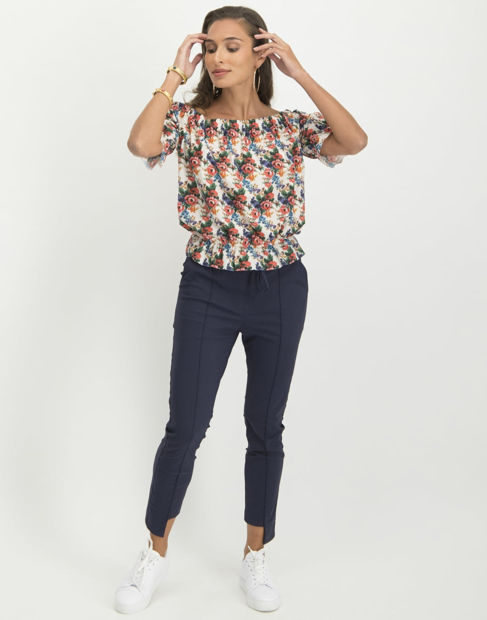 Lois Blouse Flower | White/Red