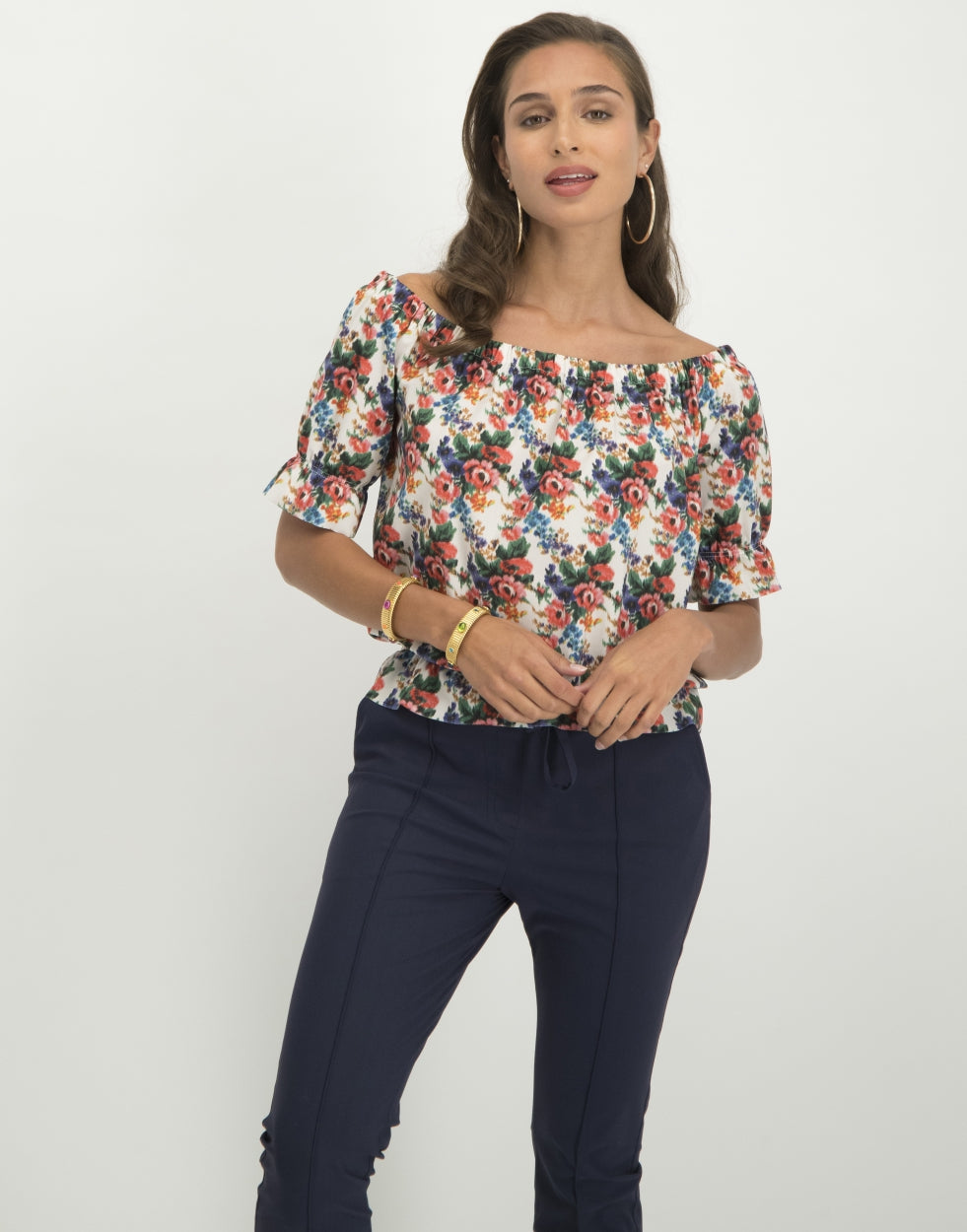 Lois Blouse Flower | White/Red