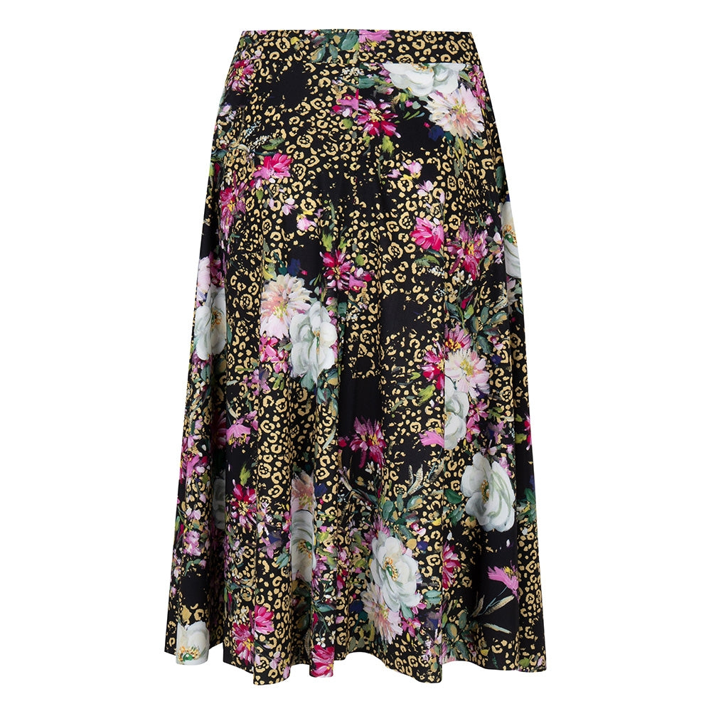 Maddy Skirt Leopard and Rose | Black