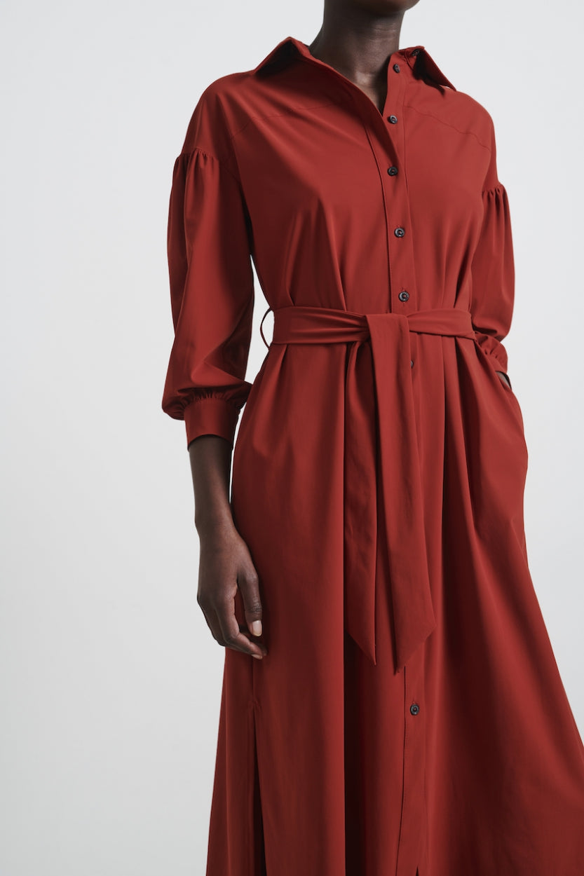 Dress Sabine Long Technical Jersey | Brick